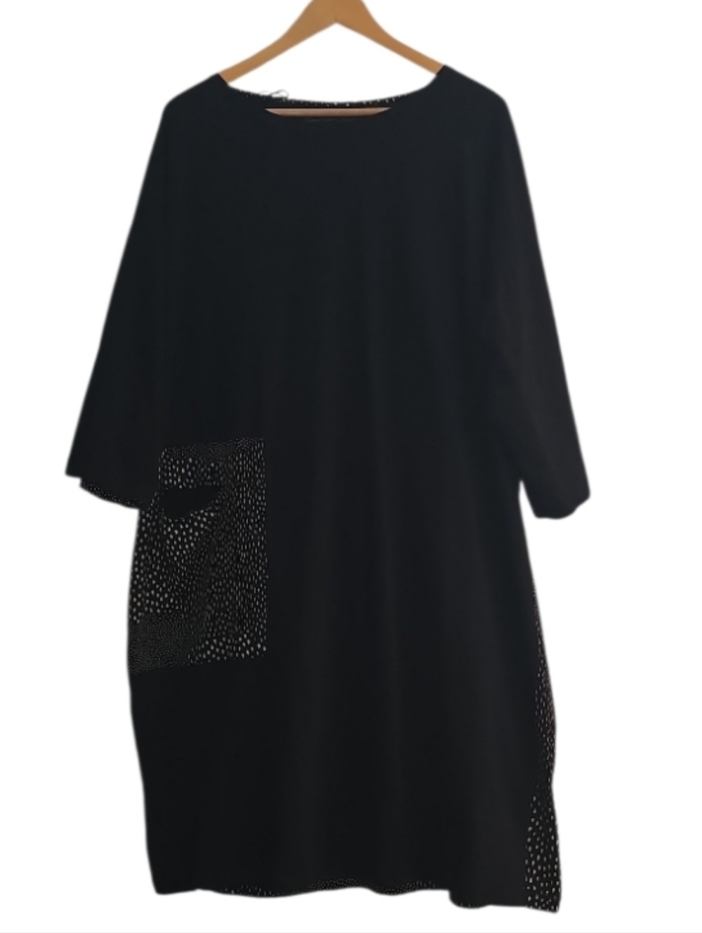 Gudrun Sjödén Organic Cotton A-Line Tunic Dress XXL Black Pocket Minimalist NWOT